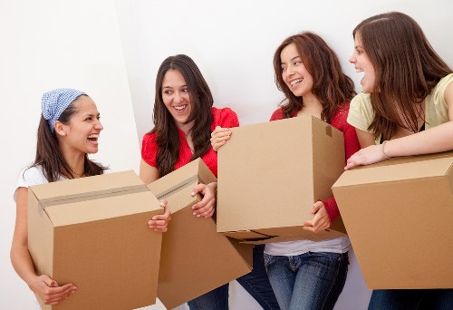 Packed office technology and documents prepared for commercial relocation