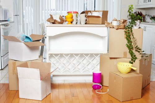Packed moving truck ready for relocation in Belsizepark