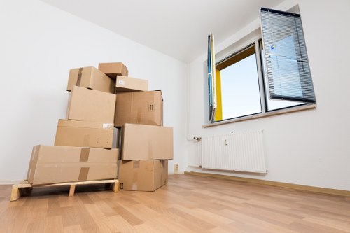 Household items prepared for transport during a Belsize Park move
