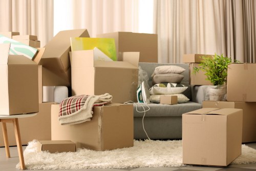 Preparing boxes and furniture for a removal van move in Belsizepark