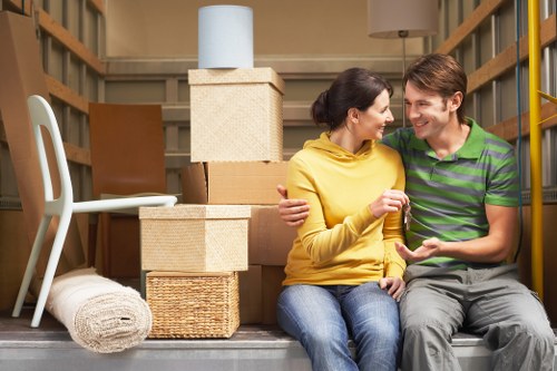 Furniture and boxes secured inside a moving truck