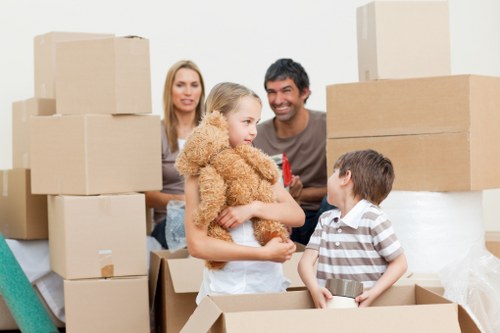 Carefully packed household items ready for transport in Belsize Park